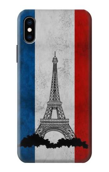 S2859 Vintage France Flag Eiffel Tower Case For iPhone X, iPhone XS