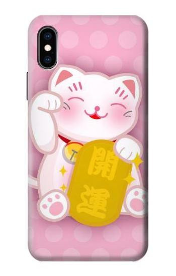 S3025 Pink Maneki Neko Lucky Cat Case For iPhone X, iPhone XS