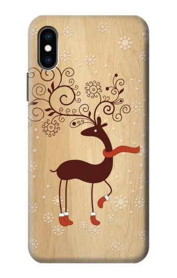 S3081 Wooden Raindeer Graphic Printed Case For iPhone X, iPhone XS