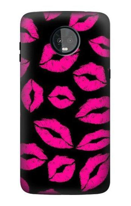 S2933 Pink Lips Kisses on Black Case For Motorola Moto Z3, Z3 Play