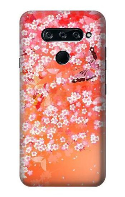 S2543 Japanese Kimono Style Flower Pattern Case For LG V40, LG V40 ThinQ