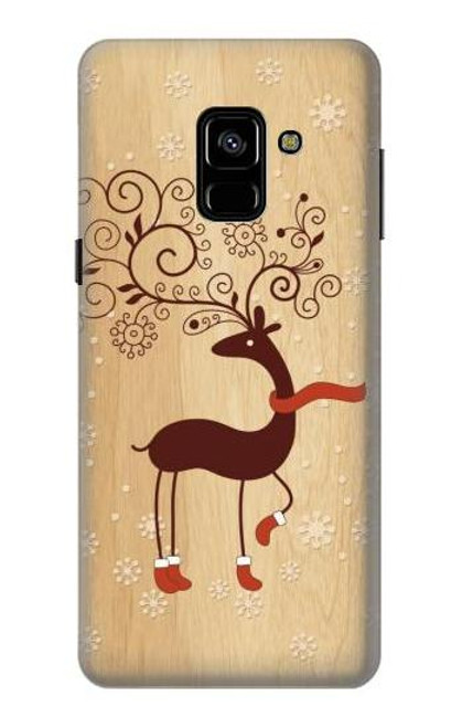 S3081 Wooden Raindeer Graphic Printed Case For Samsung Galaxy A8 (2018)
