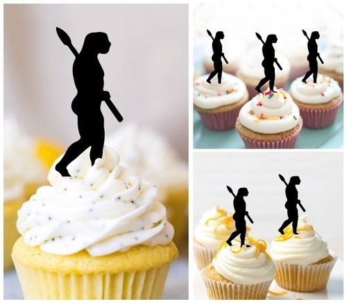 TA0946 Human Evolution Silhouette Party Wedding Birthday Acrylic Cupcake Toppers Decor 10 pcs