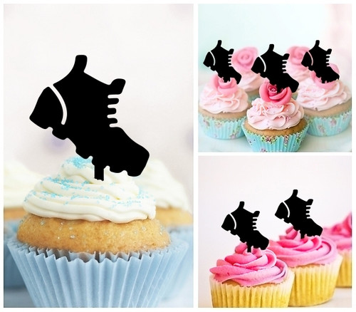 TA1114 Boot Shoe Silhouette Party Wedding Birthday Acrylic Cupcake Toppers Decor 10 pcs
