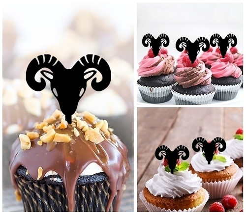 TA1187 Sheep Head Silhouette Party Wedding Birthday Acrylic Cupcake Toppers Decor 10 pcs