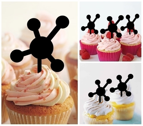 TA1232 Atomic Model Silhouette Party Wedding Birthday Acrylic Cupcake Toppers Decor 10 pcs