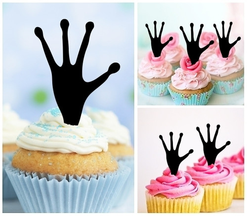 TA1248 Alien Hand Silhouette Party Wedding Birthday Acrylic Cupcake Toppers Decor 10 pcs