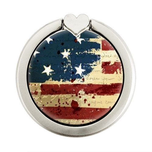 S2349 Old American Flag Graphic Ring Holder and Pop Up Grip