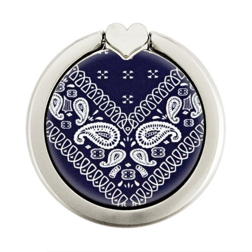S3357 Navy Blue Bandana Pattern Graphic Ring Holder and Pop Up Grip