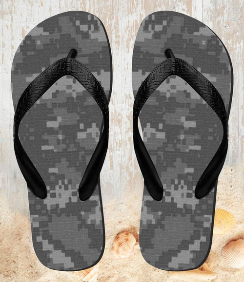 FA0374 Army White Digital Camo Beach Slippers Sandals Flip Flops Unisex