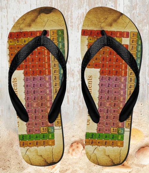 FA0405 Vintage Periodic Table of Elements Beach Slippers Sandals Flip Flops Unisex