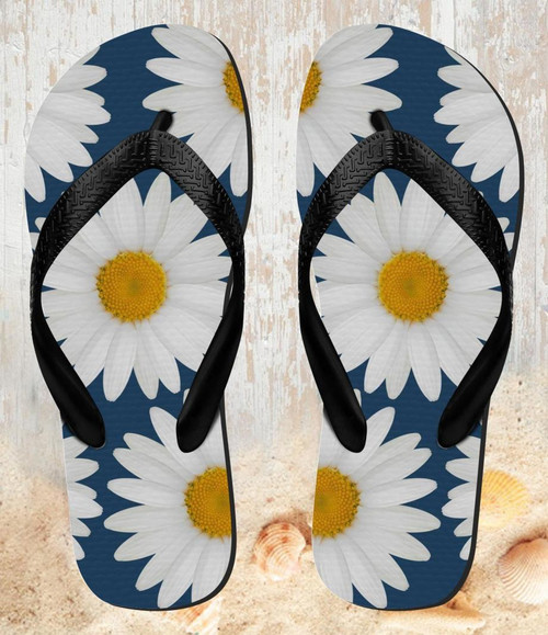 FA0420 Daisy Blue Beach Slippers Sandals Flip Flops Unisex