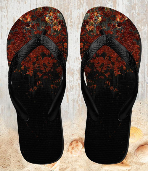 FA0450 Rusted Metal Texture Graphic Beach Slippers Sandals Flip Flops Unisex