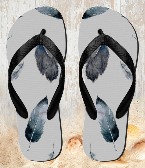 FA0454 Feather Paint Pattern Beach Slippers Sandals Flip Flops Unisex