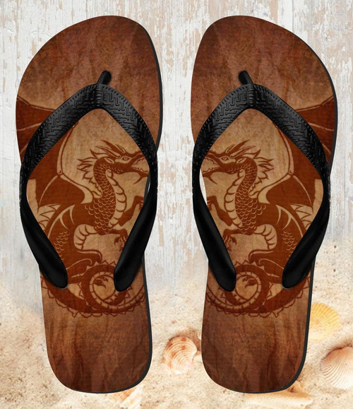 FA0455 Red Dragon Tattoo Beach Slippers Sandals Flip Flops Unisex