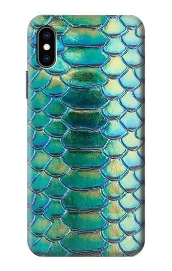 S3414 Green Snake Scale Graphic Print Case For iPhone X, iPhone XS