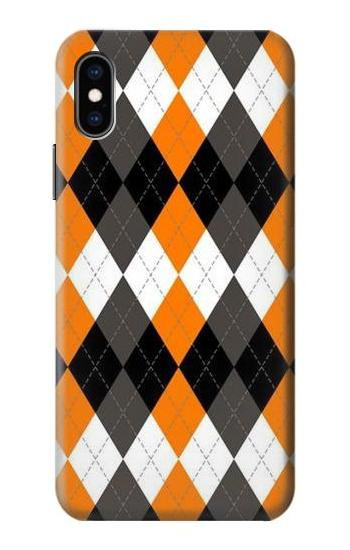 S3421 Black Orange White Argyle Plaid Case For iPhone X, iPhone XS