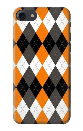 S3421 Black Orange White Argyle Plaid Case For iPhone 7, iPhone 8
