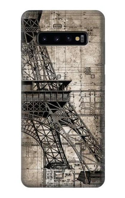 S3416 Eiffel Tower Blueprint Case For Samsung Galaxy S10 Plus