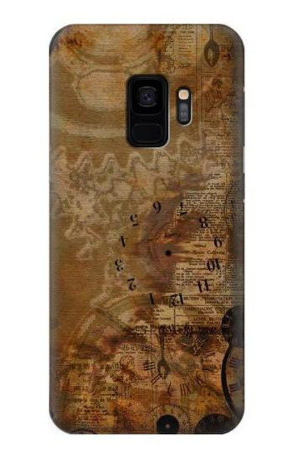 S3456 Vintage Paper Clock Steampunk Case For Samsung Galaxy S9