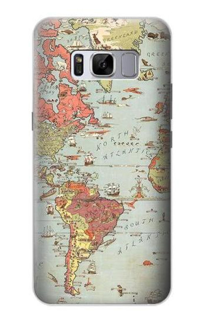 S3418 Vintage World Map Case For Samsung Galaxy S8