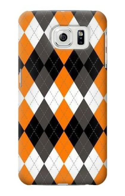 S3421 Black Orange White Argyle Plaid Case For Samsung Galaxy S7 Edge