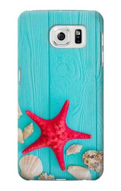 S3428 Aqua Wood Starfish Shell Case For Samsung Galaxy S7 Edge