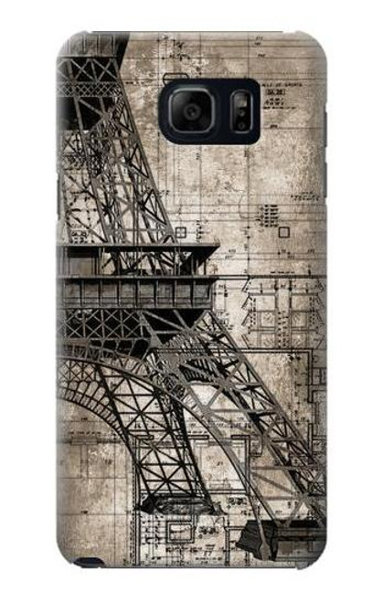 S3416 Eiffel Tower Blueprint Case For Samsung Galaxy S6 Edge Plus