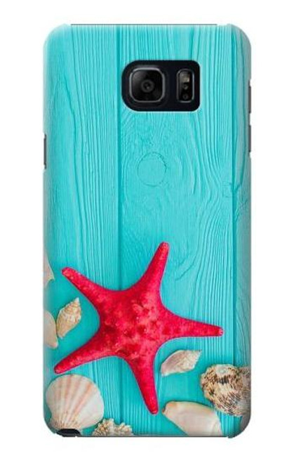 S3428 Aqua Wood Starfish Shell Case For Samsung Galaxy S6 Edge Plus