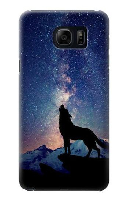 S3555 Wolf Howling Million Star Case For Samsung Galaxy S6 Edge Plus