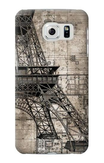 S3416 Eiffel Tower Blueprint Case For Samsung Galaxy S6