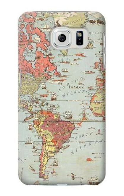 S3418 Vintage World Map Case For Samsung Galaxy S6