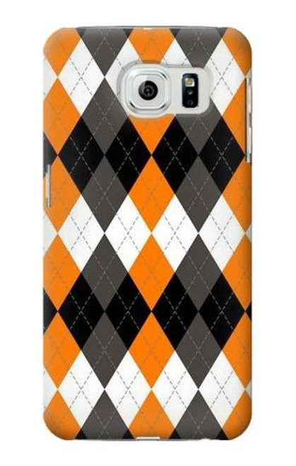 S3421 Black Orange White Argyle Plaid Case For Samsung Galaxy S6