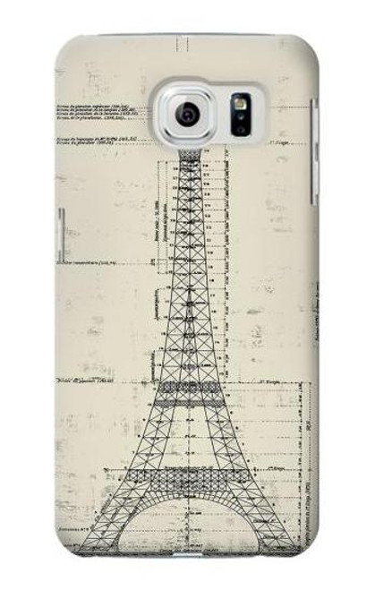 S3474 Eiffel Architectural Drawing Case For Samsung Galaxy S6