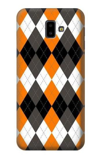 S3421 Black Orange White Argyle Plaid Case For Samsung Galaxy J6+ (2018), J6 Plus (2018)