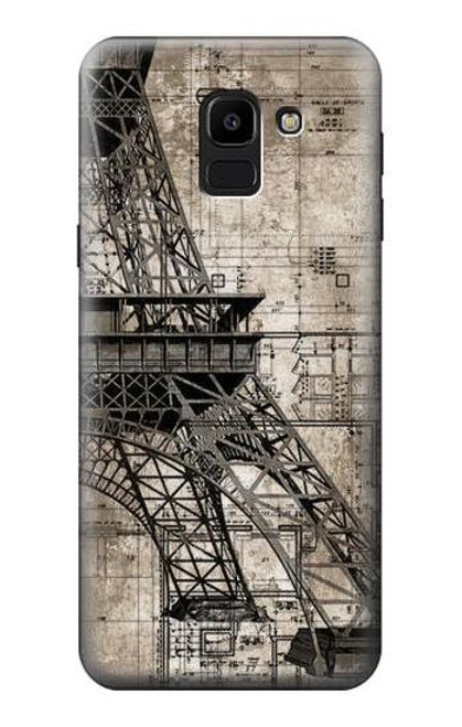 S3416 Eiffel Tower Blueprint Case For Samsung Galaxy J6 (2018)