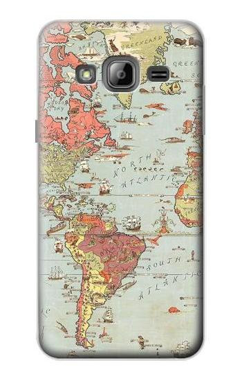 S3418 Vintage World Map Case For Samsung Galaxy J3 (2016)