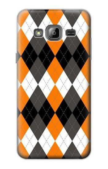 S3421 Black Orange White Argyle Plaid Case For Samsung Galaxy J3 (2016)