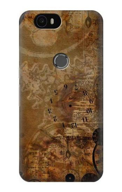 S3456 Vintage Paper Clock Steampunk Case For Huawei Nexus 6P