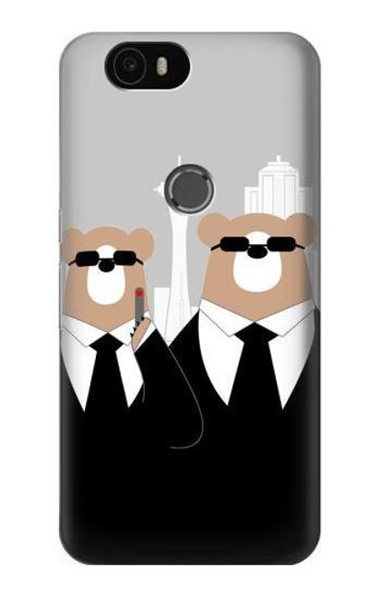 S3557 Bear in Black Suit Case For Huawei Nexus 6P