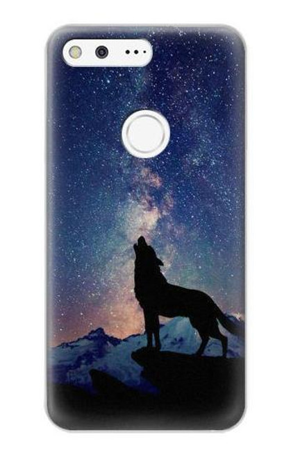 S3555 Wolf Howling Million Star Case For Google Pixel XL
