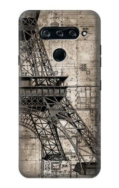 S3416 Eiffel Tower Blueprint Case For LG V40, LG V40 ThinQ