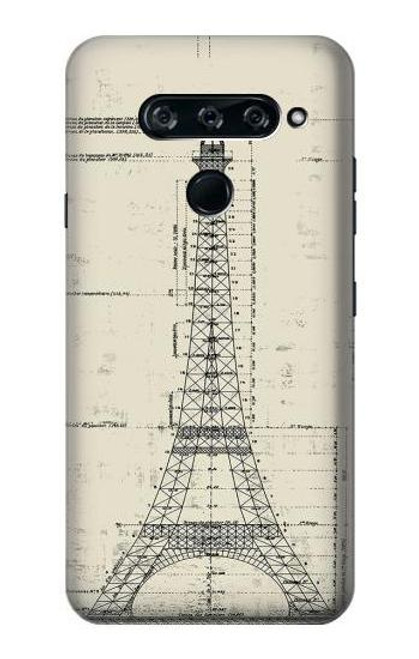 S3474 Eiffel Architectural Drawing Case For LG V40, LG V40 ThinQ