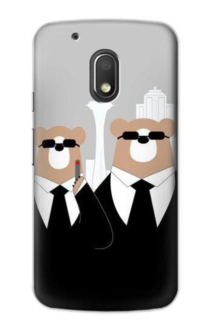 S3557 Bear in Black Suit Case For Motorola Moto G4 Play