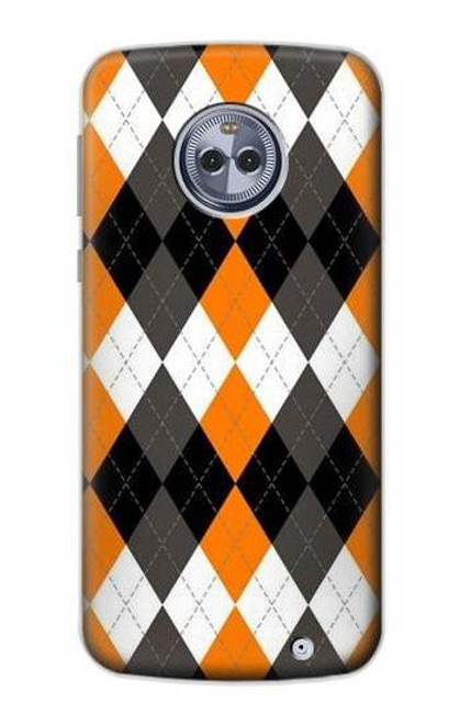 S3421 Black Orange White Argyle Plaid Case For Motorola Moto X4