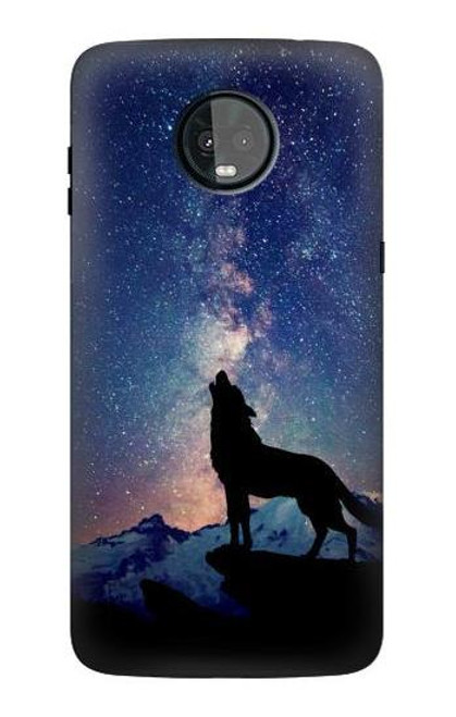 S3555 Wolf Howling Million Star Case For Motorola Moto Z3, Z3 Play