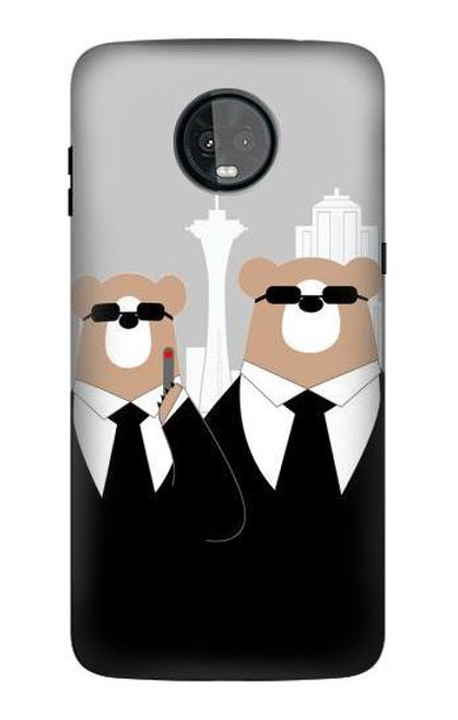 S3557 Bear in Black Suit Case For Motorola Moto Z3, Z3 Play