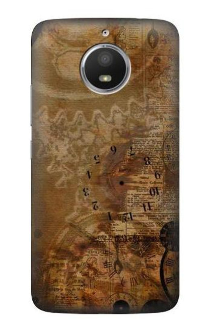 S3456 Vintage Paper Clock Steampunk Case For Motorola Moto E4 Plus