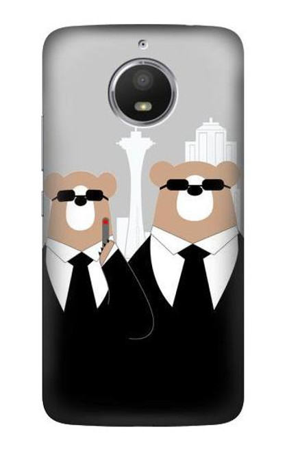 S3557 Bear in Black Suit Case For Motorola Moto E4 Plus