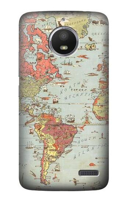 S3418 Vintage World Map Case For Motorola Moto E4